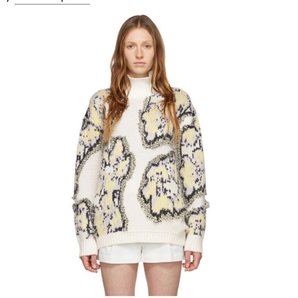 3.1 Phillip Lim Multicolor Wool Abstract Daisy Sweater Sz Medium